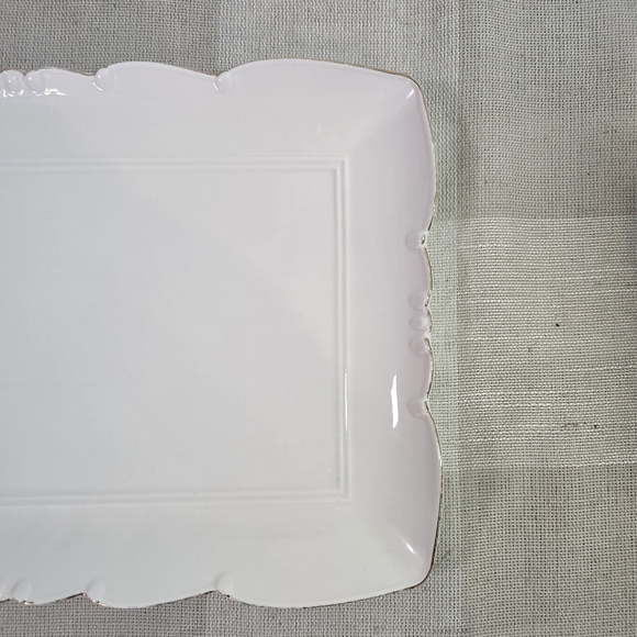 Elegant White Porcelain Vanity Tray Ornate Platter w/Gold Rim French Shabby Chic - Picture 11 of 13